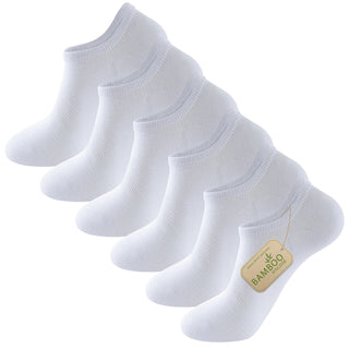 Womens 6pk Bamboo White Trainer socks